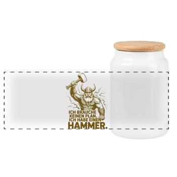 Viking Viking Legend Sailor Odin Raven Fighter - Panoramic Cookie Jar with Wooden Lid - white - Front