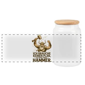 Viking Viking Legend Sailor Odin Raven Fighter - Panoramic Cookie Jar with Wooden Lid - white - Front
