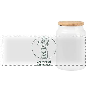 Organic horticulture, sustainable agriculture - Panoramic Cookie Jar with Wooden Lid - white - Front