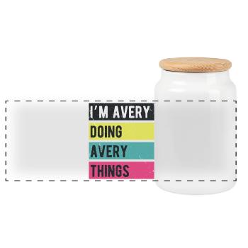 I’m Avery Doing Avery Things Retro Colors - Panoramic Cookie Jar with Wooden Lid - white - Front