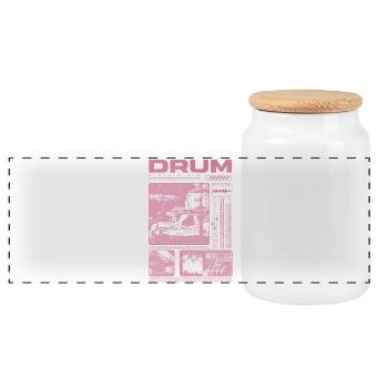 Rock Drummer Drum Player Streetwear - Panoramic Cookie Jar with Wooden Lid - white - Front