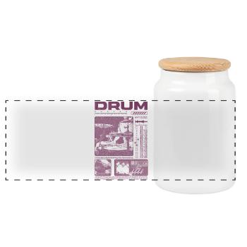 Rock Drummer Drum Player Streetwear - Panoramic Cookie Jar with Wooden Lid - white - Front