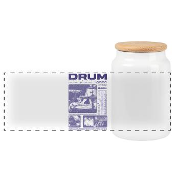 Rock Drummer Drum Player Streetwear - Panoramic Cookie Jar with Wooden Lid - white - Front