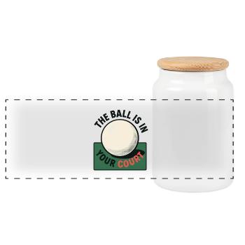 This ball is in your court - Ping Pong - Boîte à biscuits avec couvercle en bois - blanc - Devant