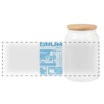 Rock Drummer Drum Player Streetwear - Panoramic Cookie Jar with Wooden Lid - white - Front