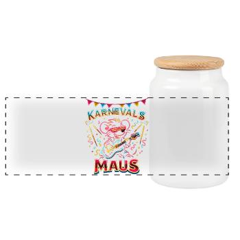 Orchestre de Rock de la Souris de Carnaval pour Cologne Alaaf - Boîte à biscuits avec couvercle en bois - blanc - Devant