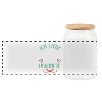 Havanese love with wings - Panoramic Cookie Jar with Wooden Lid - white - Front