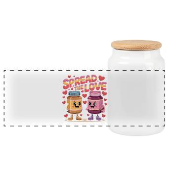 Valentine Peanut Butter And Jelly Spread The Love - Panoramic Cookie Jar with Wooden Lid - white - Front