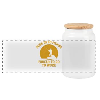 Né pour aller pêcher, forcé de travailler Pêcheur - Boîte à biscuits avec couvercle en bois - blanc - Devant