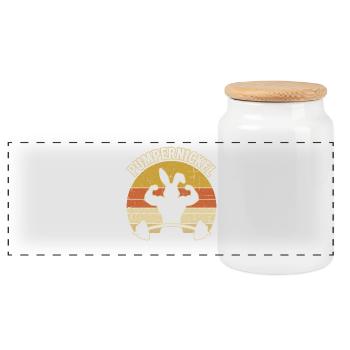 Pumpernickel Bodybuilding Bunny Fitness Gym Wortspi - Boîte à biscuits avec couvercle en bois - blanc - Devant