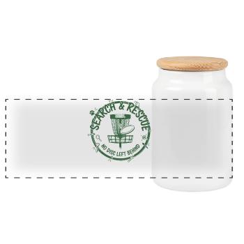 Recherche et sauvetage : aucun disque laissé derrière Disc golf - Boîte à biscuits avec couvercle en bois - blanc - Devant