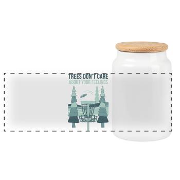 Trees Dont Care About Your Feelings Disc Golf - Panoramic Cookie Jar with Wooden Lid - white - Front