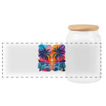 Plage de la mer Souly Soul, avec des palmiers au coucher du soleil - Boîte à biscuits avec couvercle en bois - blanc - Devant
