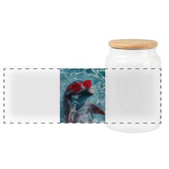 Lunettes de soleil dauphins - Boîte à biscuits avec couvercle en bois - blanc - Devant