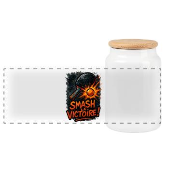 Smash la victoire ! Ping Pong - Boîte à biscuits avec couvercle en bois - blanc - Devant