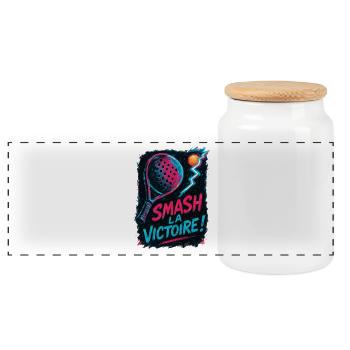 Smash the victory! Padel - Panoramic Cookie Jar with Wooden Lid - white - Front