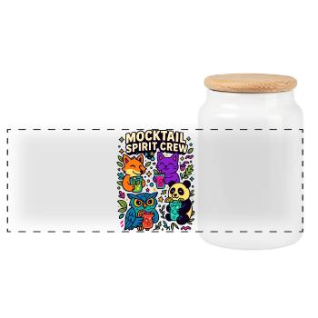 Mocktail Spirit Crew, Cute Animals - Panoramic Cookie Jar with Wooden Lid - white - Front