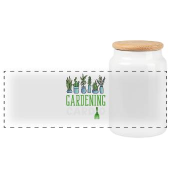 Gardening Cardio Plant Lover Garden - Panoramic Cookie Jar with Wooden Lid - white - Front