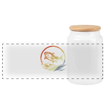 Angeln Retro Stil - Panorama Keksdose mit Holzdeckel - Weiß - Vorne
