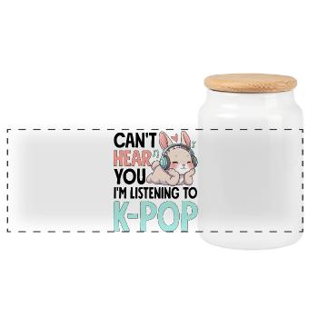 Je ne t’entends pas en écoutant de la K-Pop - Boîte à biscuits avec couvercle en bois - blanc - Devant