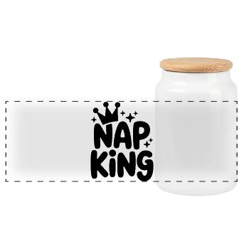 Nap King: königliche Ruhe - Panorama Keksdose mit Holzdeckel - Weiß - Vorne