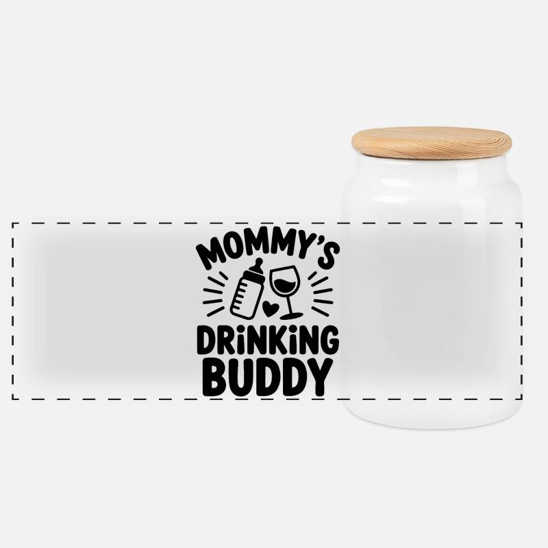 Le compagnon de beuverie de Maman - Boîte à biscuits avec couvercle en bois - blanc