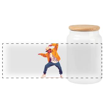 Breakdance Pose Tänzer Person Style Tanzen Motiv - Panorama Keksdose mit Holzdeckel - Weiß - Vorne