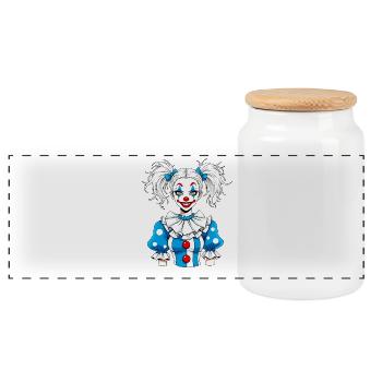 Cirque de la petite amie clown - Boîte à biscuits avec couvercle en bois - blanc - Devant