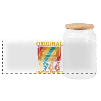 60. Geburtstag 60 Jahre 1966 Geburtstagsgeschenk - Panorama Keksdose mit Holzdeckel - Weiß - Vorne