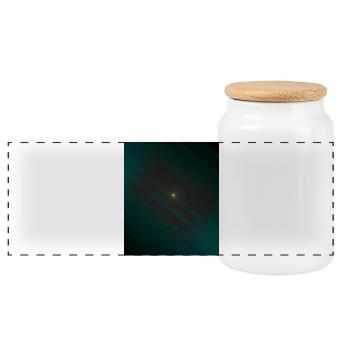 Teal wrestling spiral in the center - Panoramic Cookie Jar with Wooden Lid - white - Front