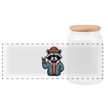 Rocker Raccoon - Boîte à biscuits avec couvercle en bois - blanc - Devant