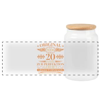 20th Birthday Living Legend since 2006 - Panoramic Cookie Jar with Wooden Lid - white - Front