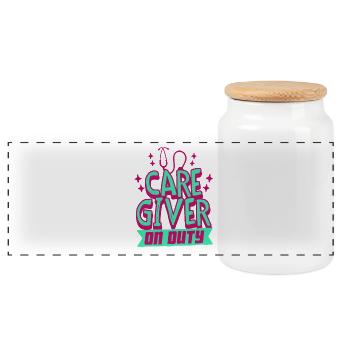 Nurse, geriatric care - Panoramic Cookie Jar with Wooden Lid - white - Front