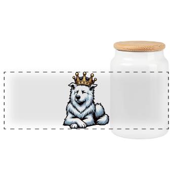 Chiens bergers blancs bergers - Boîte à biscuits avec couvercle en bois - blanc - Devant