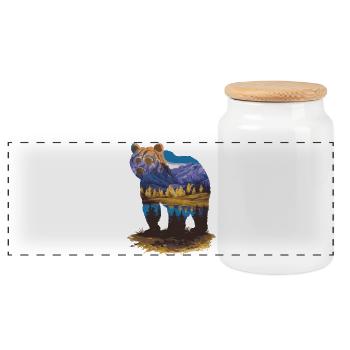 Wander Bär Berge See Retro Natur Design - Panorama Keksdose mit Holzdeckel - Weiß - Vorne