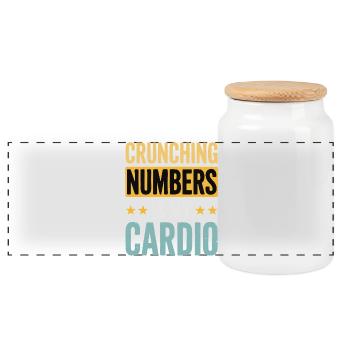 Crunching Numbers - Cardio Finanzhumor - Panorama Keksdose mit Holzdeckel - Weiß - Vorne