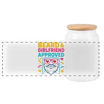 beard girlfriend approved, valentinstag geschenk - Panorama Keksdose mit Holzdeckel - Weiß - Vorne