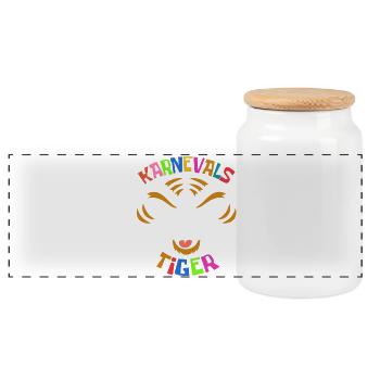 Tigre du Carnaval | costume coloré de carnaval - Boîte à biscuits avec couvercle en bois - blanc - Devant