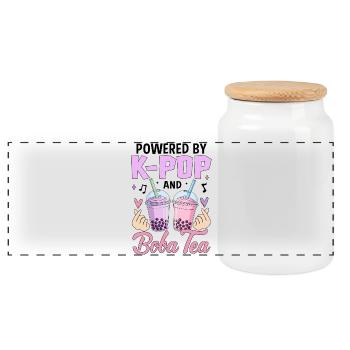 Propulsé par K Pop et Boba Tea - Boîte à biscuits avec couvercle en bois - blanc - Devant