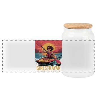 Girls Who Kayak Heaven Gift Design - Panorama Keksdose mit Holzdeckel - Weiß - Vorne