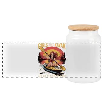 Girls Who Kayak Heaven Gift Design - Panorama Keksdose mit Holzdeckel - Weiß - Vorne
