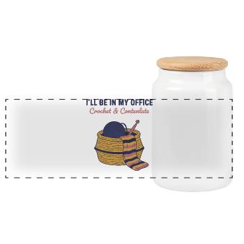 Ill Be In My Office Crochet And Contenlate Funny - Panoramic Cookie Jar with Wooden Lid - white - Front
