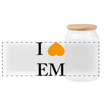 Orangener Herzakzent im Minimal-Style - Panorama Keksdose mit Holzdeckel - Weiß - Vorne