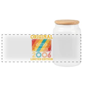 20th Anniversary 20 Years 2006 Birthday Gift - Panoramic Cookie Jar with Wooden Lid - white - Front