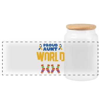 Proud Aunt World Down-Syndrom-Tag Sockendesign - Panorama Keksdose mit Holzdeckel - Weiß - Vorne