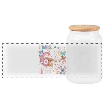 I was 6 now 7 years old - Panoramic Cookie Jar with Wooden Lid - white - Front