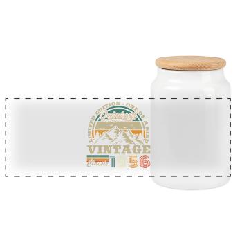 1956 Vintage Rétro Cadeau D'anniversaire - Boîte à biscuits avec couvercle en bois - blanc - Devant