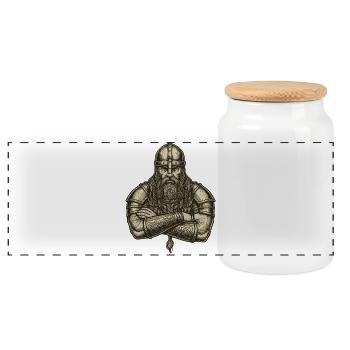 Viking Viking Legend Sailor Odin Raven Fighter - Panoramic Cookie Jar with Wooden Lid - white - Front