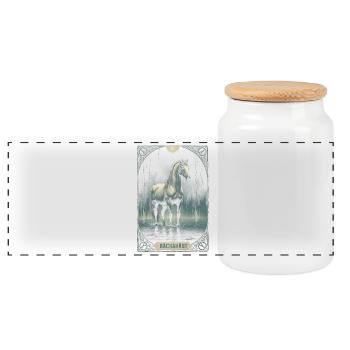 Créatures mythologiques de Bäckahäst - Boîte à biscuits avec couvercle en bois - blanc - Devant