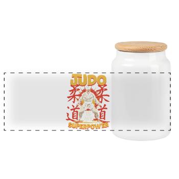 Judo Is My Superpower - Panorama Keksdose mit Holzdeckel - Weiß - Vorne